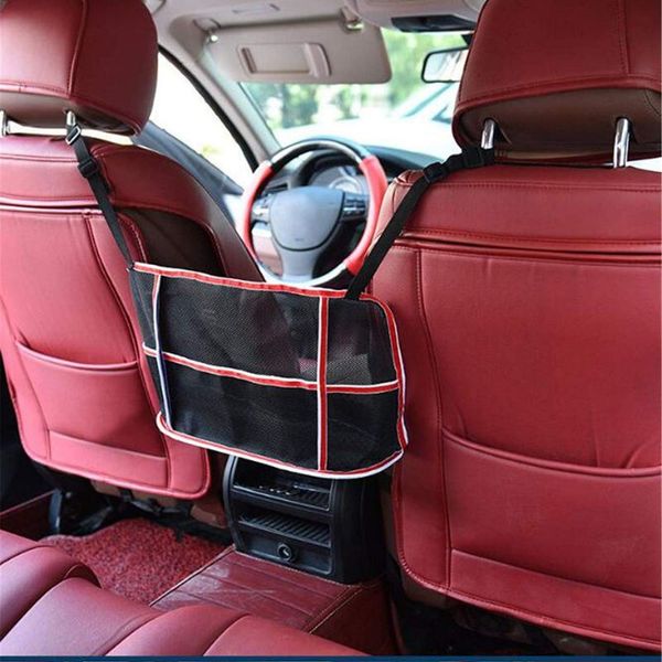 

onewell 1pcs car seat double storage net bag pocket car groceries organizer seat back protector