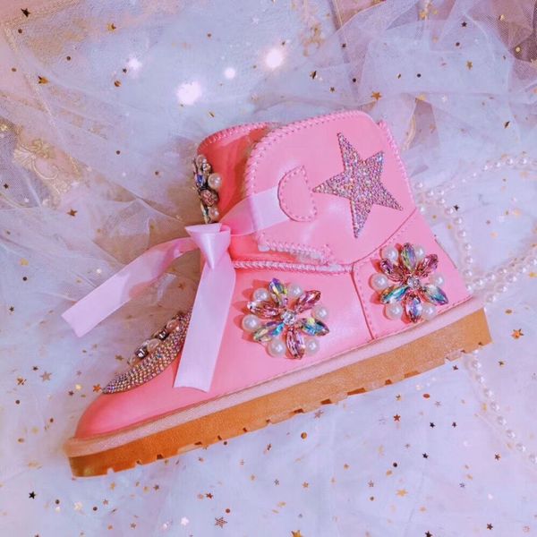 

jellyfond star rhinestone snow boots women waterproof winter warm plush ankle boots for women 2020 crystal booties botas mujer, Black
