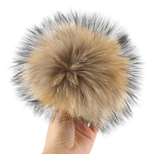 

11 colors16cm real raccoon fur pompom natural multicolor ball beanie caps winter women men kids fluffy soft pom pom