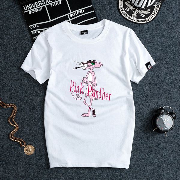 

summer fashion couple casual cute print round neck t-shirt, White