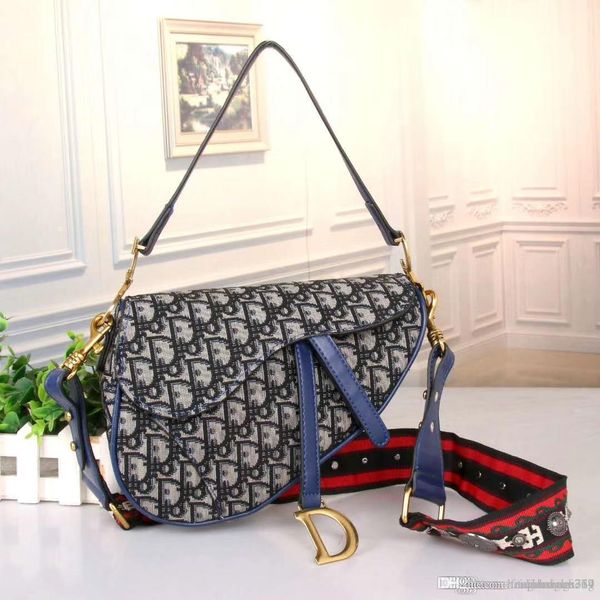 

2019 famous design womens handbag new letter shoulder bag genuine leather messenger bag luxurious saddle bag
