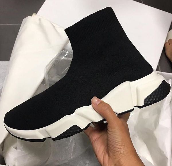 

new wholesale man woman speed trainer casual shoes stretch-knit high fashion shoes drop ship size 35-46, Black