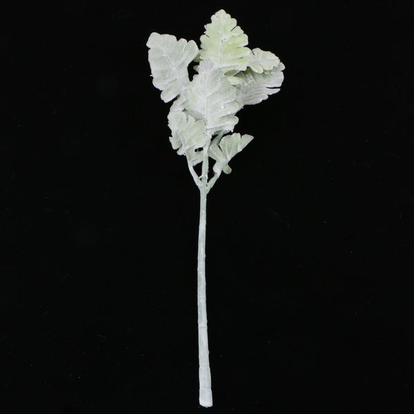 

2 branches artificial silk flocking flowers green leaf senecio leaves stems
