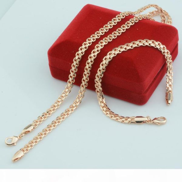 

1 set 5mm men woman 585 rose gold color set jewelry bracelet necklace chain (no red box, Silver