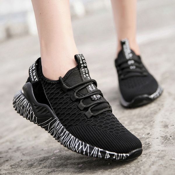 

2019 summer shoes women flats sneakers lace up fashion tenis breathable walk shoes casual zapatos de mujer female sneakers, Black