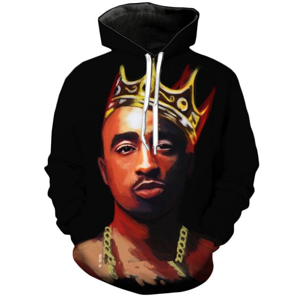 

men/women rapper tupac 2pac notorious b.i.g. biggie smalls 3d printed long sleeve pullover tracksuits casual 3d hoodies h553, Black