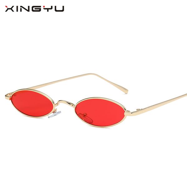 

xingyu2020 new small oval sunglasses women men retro metal glasses transparent pink yellow lens female sun glasses uv400, White;black
