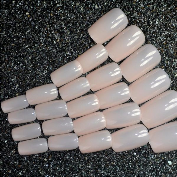 

24pcs nude color false nails candy full artificial manicure nails square smooth fake tips, Red;gold