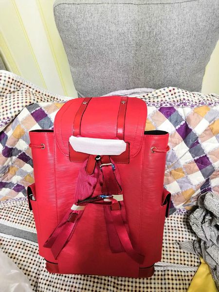 

2019 men women genuine leather men pockets backpack stripes travel bag leather water ripples men backpack