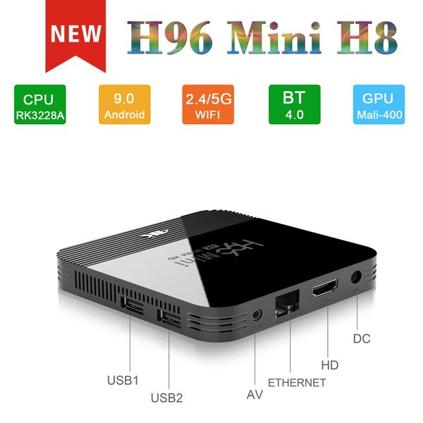

1шт H96 Mini H8 TV Box Android 9,0 RK3228A 2,4 5G Wi-Fi BT4.0 4K Интеллектуальный светодиодный дисплей Media Pla