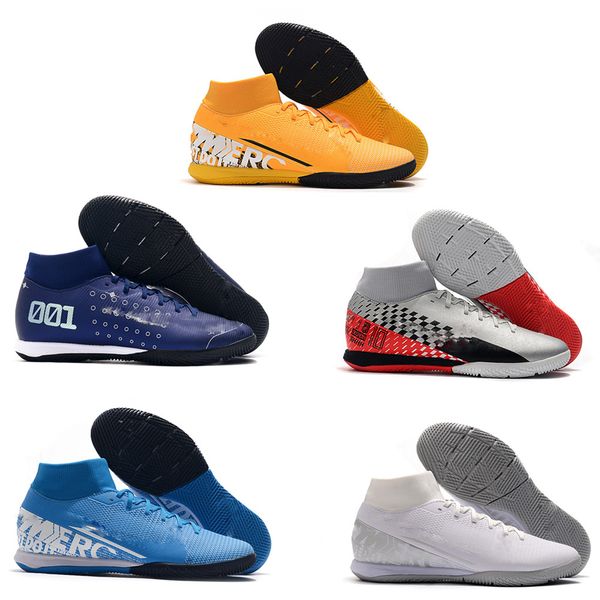 

2019 mens soccer shoes neymar indoor soccer cleats mercurial superfly 7 vii 360 elite ic tf football boots cr7 ronaldo, Black