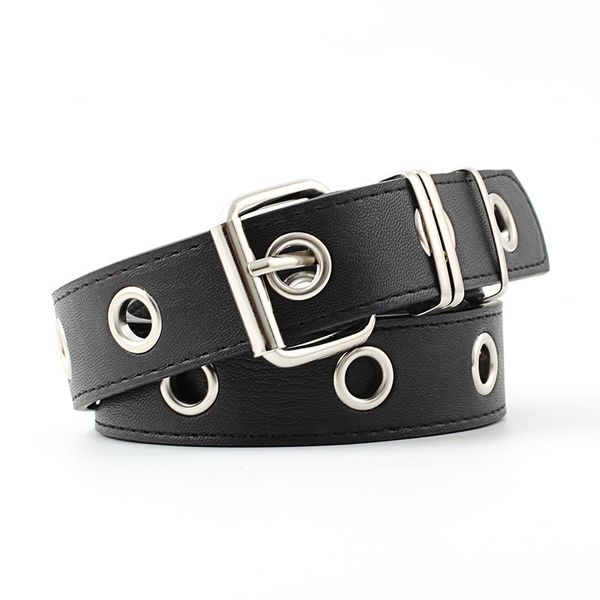 

fashion punk belt for women casual personality design black students waist female jeans pin buckle pu leather belt 405, Black;brown