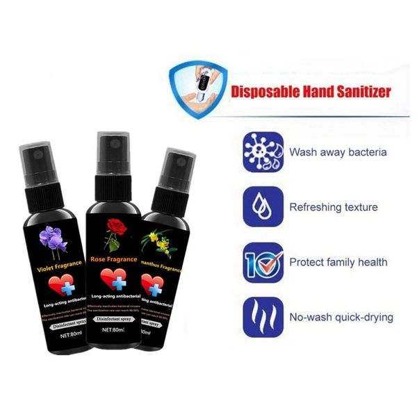 

99.9% antibacterial gel mini hand sanitizer disposable quick-dry bacteria hand sanitizer fruit sugar cane osmanthus aromatic 80ml