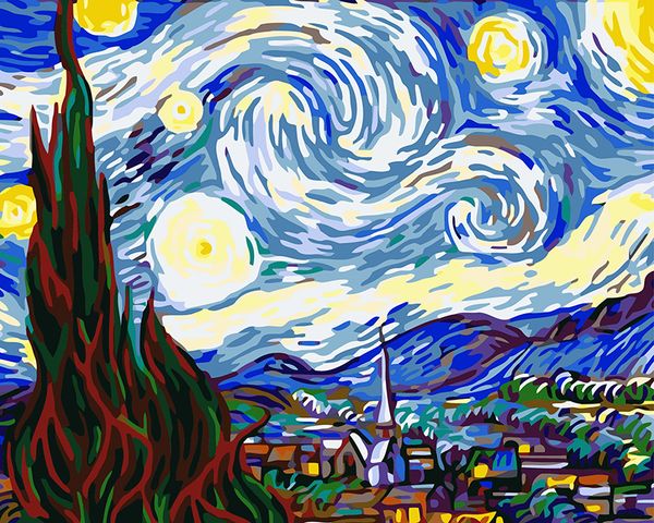 

the pictures diy digital oil painting paint by numbers christmas birthday unique gift 40x50cm van gogh starry night