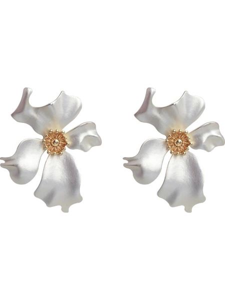 

summer statement irregular flower long earrings for women geometric fashion drop pendientes earrings jewelry gift, Silver