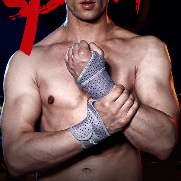 

gym adjustable wrist band sports wrist brace support bodybuilding training hand protector fitness wrap, Black;red