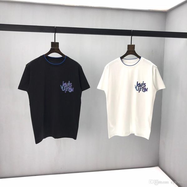 

2020ss spring and summer new high grade cotton printing short sleeve round neck panel t-shirt size: m--xl-xxl-xxxl color: black white q55a