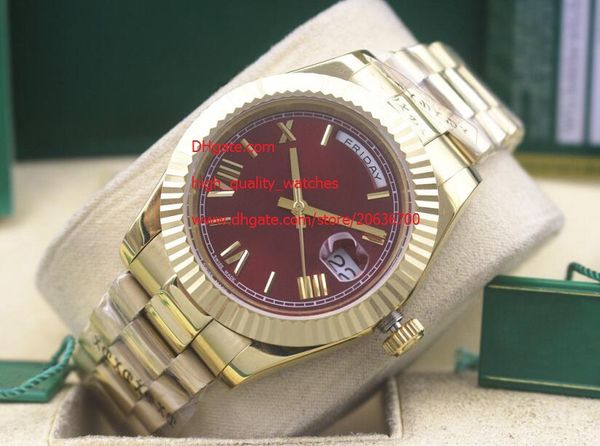 

luxury wristwatches 41mm 228239 day-date red dial classic series asia 2813 movement automatic mechanical mens watch watches, Slivery;brown