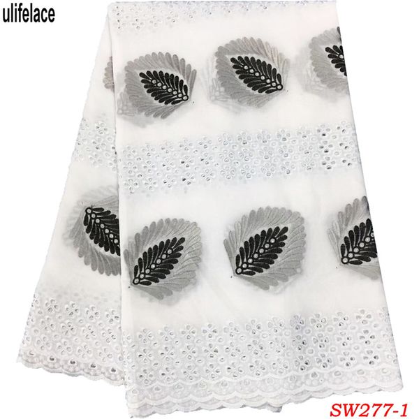 

white eyelet cotton stones of african lace dresses in women 5 yards/lot swiss voile laces switzerland price sw-277, Black;white