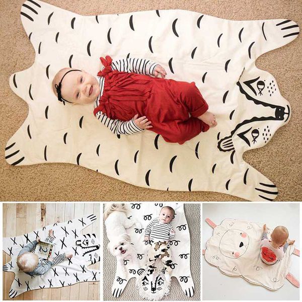 

113*68cm new arrival fashion baby blanket game mat, cotton cute animals baby blanket suitable for kids room decor christmas gift