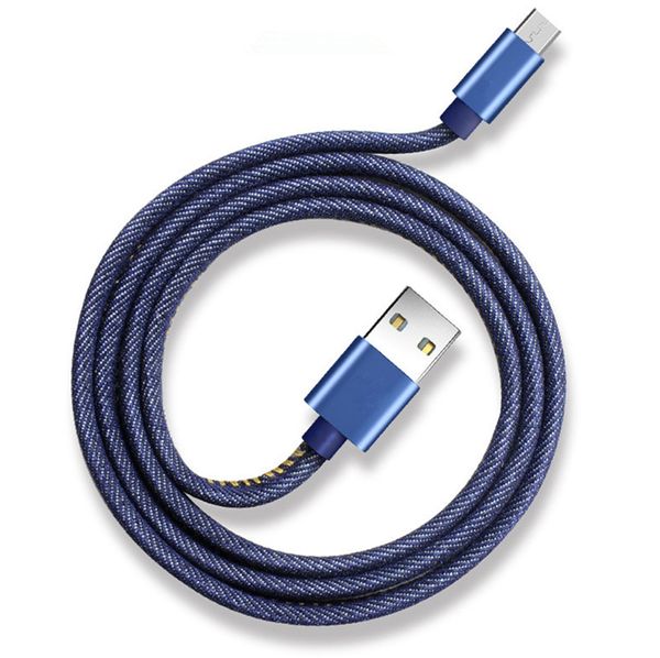 Denim Data Cable Linha de carregador 2 metros Android Type-C Charge Rápido Telefone Celular Linha de Carga Rápida DHL GRÁTIS