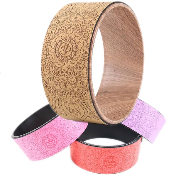 

wood yoga pilates circle tpe yoga fitness roller wheel back training tool slimming magic waist shape pilates ring