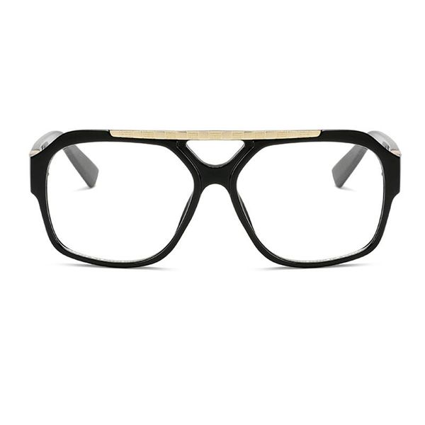 

wholesale-square double beam transparent glasses frame men women black transflat glasses large accessories optical mirror