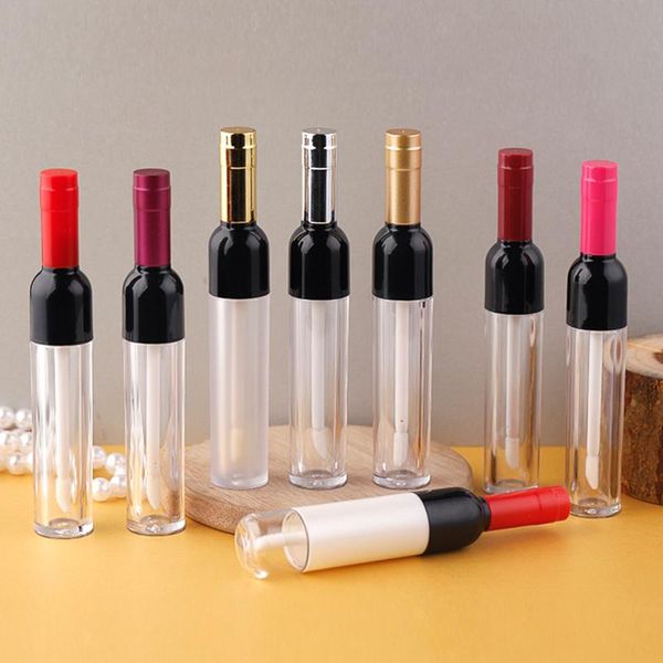 

5ml empty wine shaped lip gloss containers lipstick tube silver/gold /red/pink lipstick bottle, cosmetic lipgloss container 50pcs