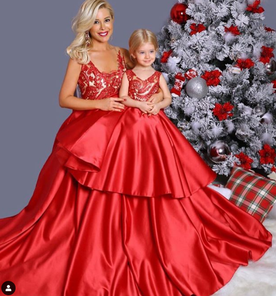 

red mother daughter red lace flower girls dresses ball gowns big party birthday celebration pageant gowns custom, Red;yellow