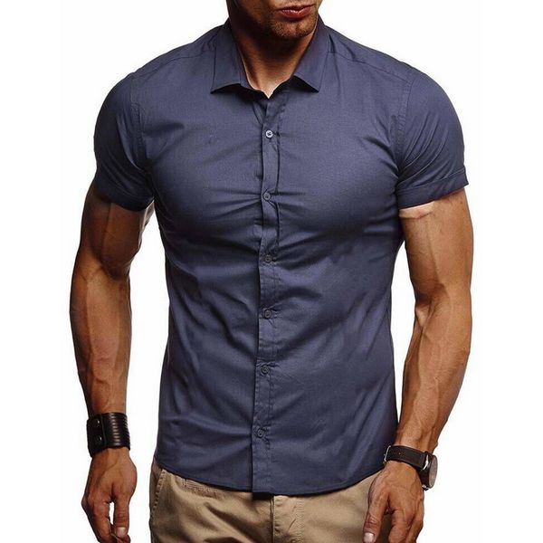 

lasperal 2019 fashion brand designer shirts mens summer solid color short sleeve slim fit streetwear casual mens clothing, White;black