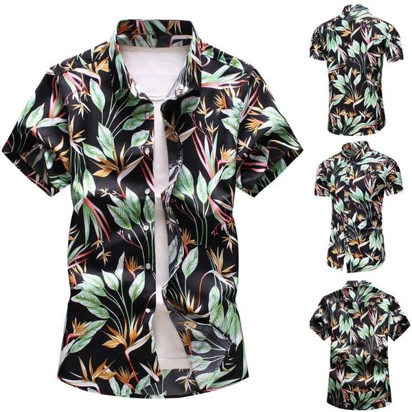 

large size shirt men summer short sleeve hawaiian print shirt 5xl 6xl 7xl mens casual loose flower print 2020, White;black