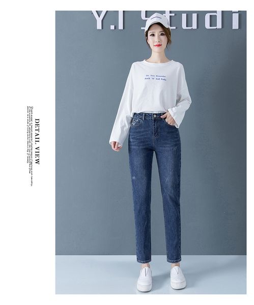 

голубую новый продукт показать тонкие сыпучие девять минут брюки straight leg женский хан издание joker минус возраст детей, Blue