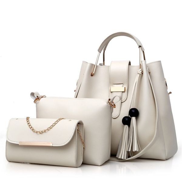 

new women pure color fashion pearl tassel mother bag three piece one shoulder bag ph-cfy20061635