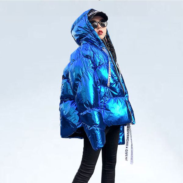 

2019 new winter coat woemn parkas jacket women loose thick warm down jacket female blue hooded short jackets overcoat streetwear, Black