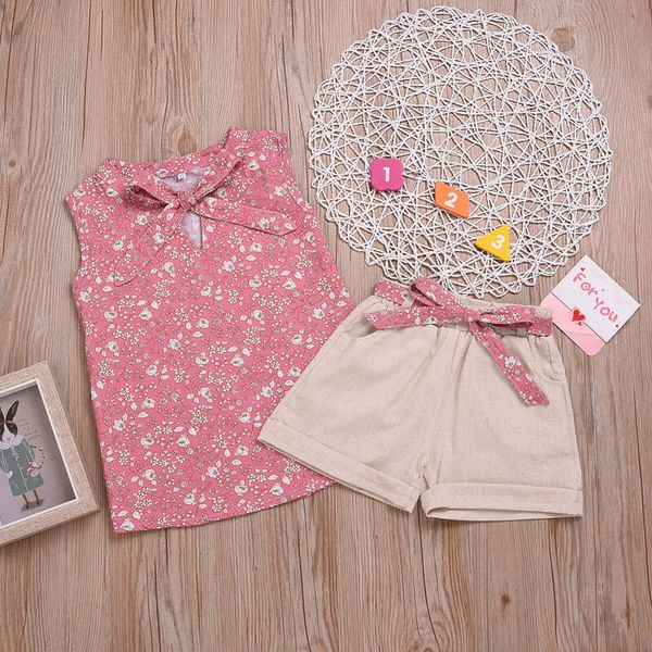 

toddler kids baby girls summer clothes floral shorts pants 2pcs outfits, Pink;blue