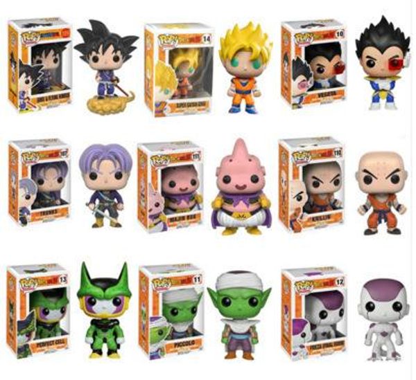 

cute present funko pop dragon ball z super saiyan goku vegeta majin buu trunks vinyl action figure with box #121 #24 #156 #14