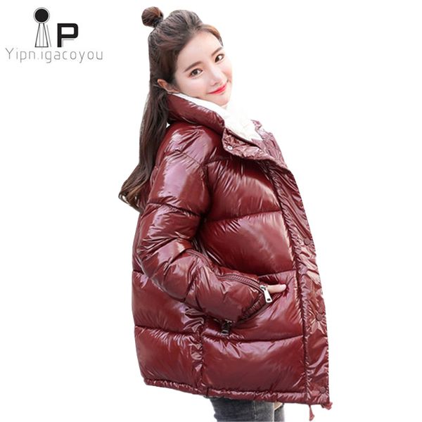 

2019 fashion autumn jackets women down cotton coat new korean plus size bright thick warm jacket parka casual ladies winter coat, Black