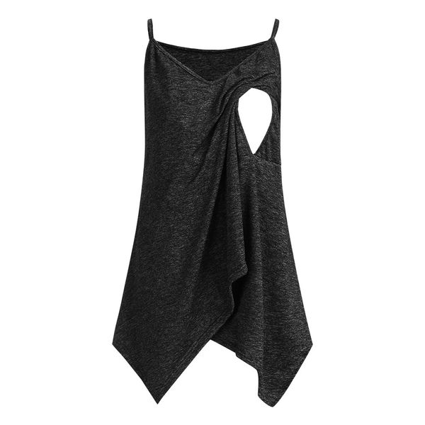 

maternity 2019 fashion women pregnant nusring maternity sleeveless straps lrregularity solid 5.23, White