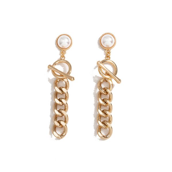 

earring gold chunky chain tassel cross minimalist hoop earrings summer korean fashion party minimalism club jewelry, Golden;silver