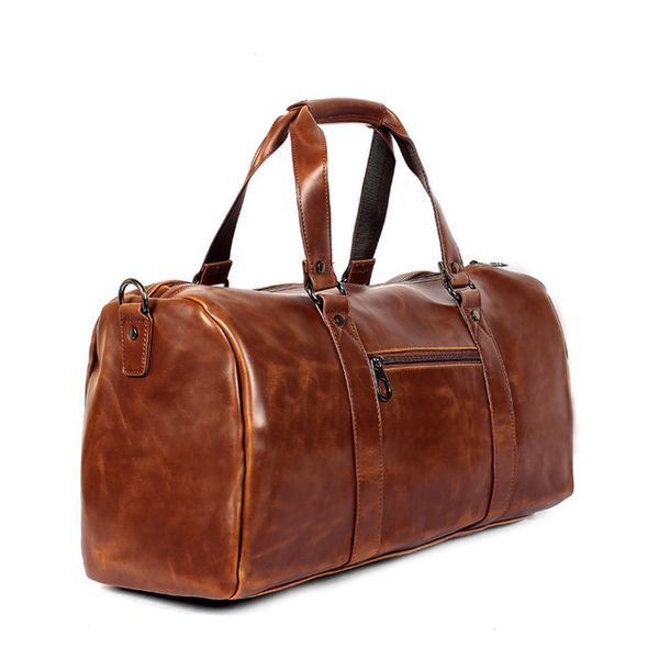 

horse pu leather men's travel bags coffee bucket handbags shoulder bag large men business luggage bag