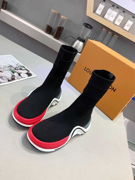 

fast delivery new style luxury high-end women's casual sports shoes star fashion design brand platform socks shoes size: 35-40 hrer, Black