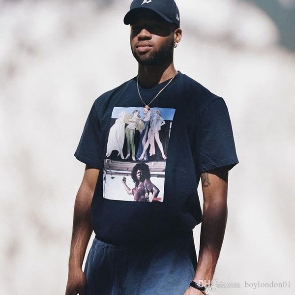 

19fw американского фото tee с коротким рукавом мужских женщинами конструктора высокого качества тенниска летом скейтборд hip hop футболка, White;black