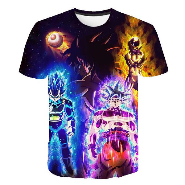 

2019 summer kids z t shirt 3d print anime goku vegeta t-shirts dragonball shirt 100% polyester children clothes, Blue