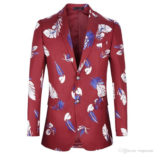 

luogen hombre men print suit jacket prom blazer casual blazer men long sleeve coats jackets casaco masculino veste homme costume, White;black