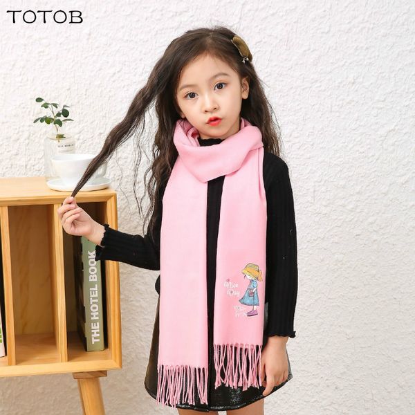 

осень и зима детский шарф 2019 новый мультфильм кошка девушка саржа кашемировый шарф многоцветный бахромой женское одеяло, Blue;gray