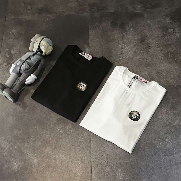 

ape camouflage skin embroidery round collar short sleeve t-shirt ape as the fashion t-shirt embroidery of the younger generation, White