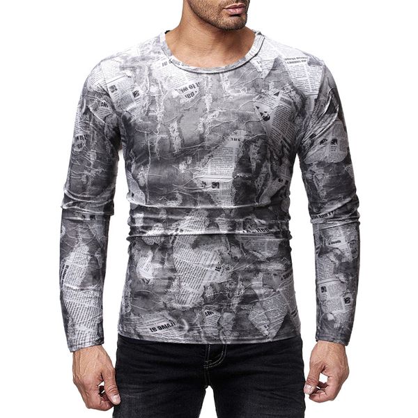 

2020-men hip hop camouflage crew neck fashion chao jian hem long sleeve long camouflage t-shirt, White;black