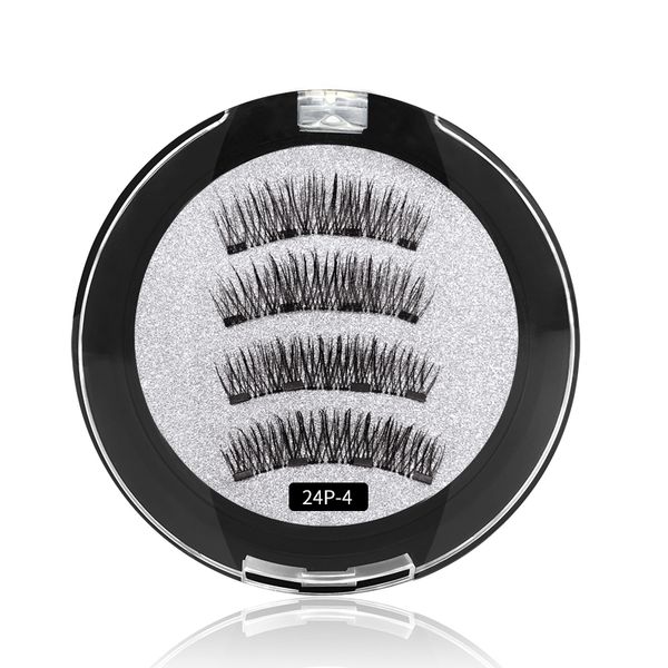 

7style four magnetic eyelashes 4pcs/set handmade magnetic false eyelashes 3d natural eye lashes extension with round box dhl