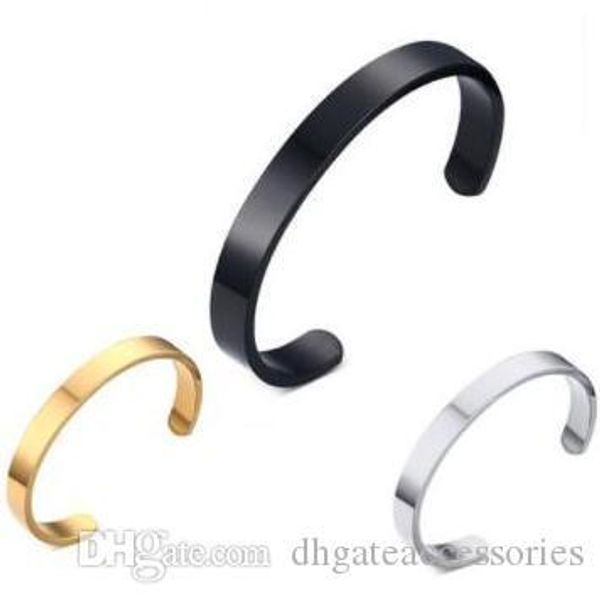 

couple lover bangles 6mm light body open bracelet titanium steel bracelet jewelry couple bracelets, Black