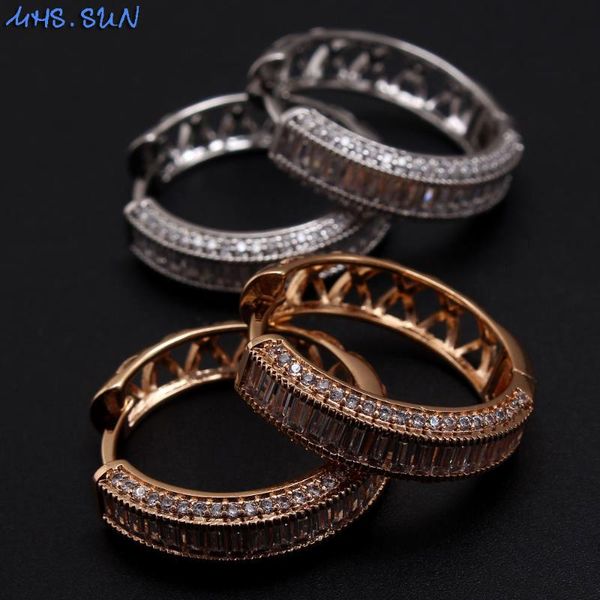

mhs.sun gorgeous women hoop earrings with cubic zirconia jewelry charms female crystal earrings for party 1pair dropship, Golden;silver
